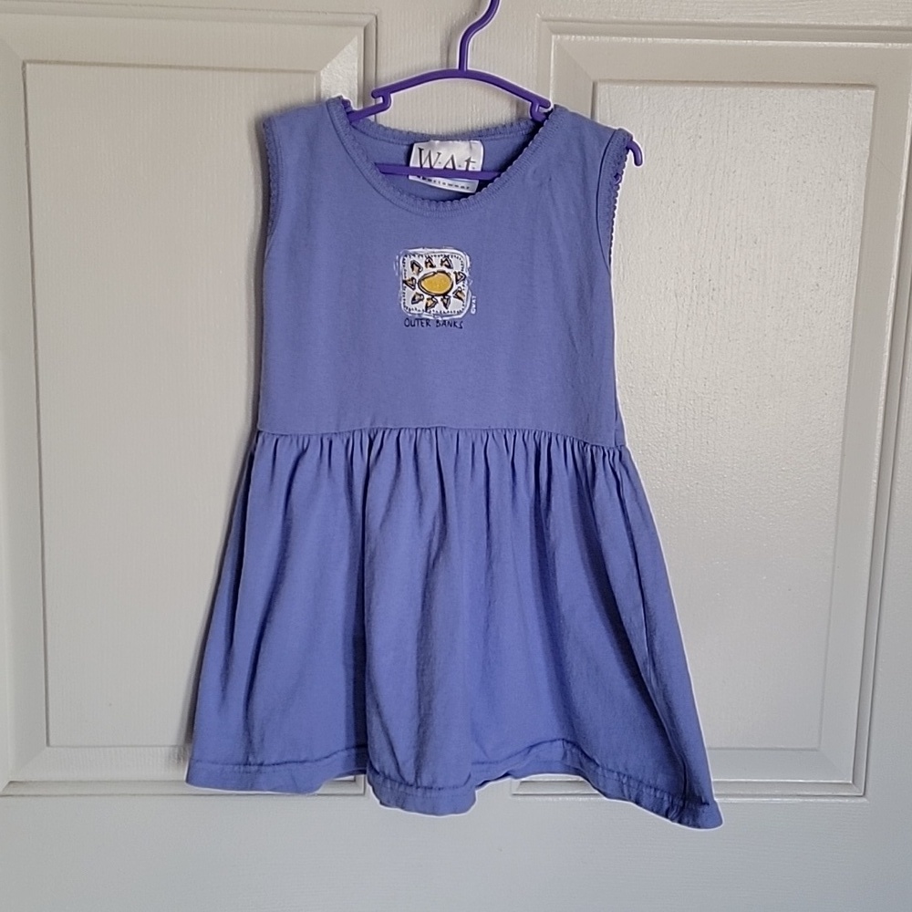 Outer Banks, little girls sundress, 4T by WAT Sportswear. Light periwinkle.